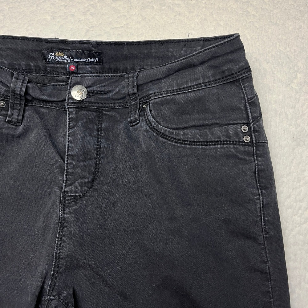 Royalty For Me Jeans Womens 10 Black WannaBettaButt Skinny Stretch Denim